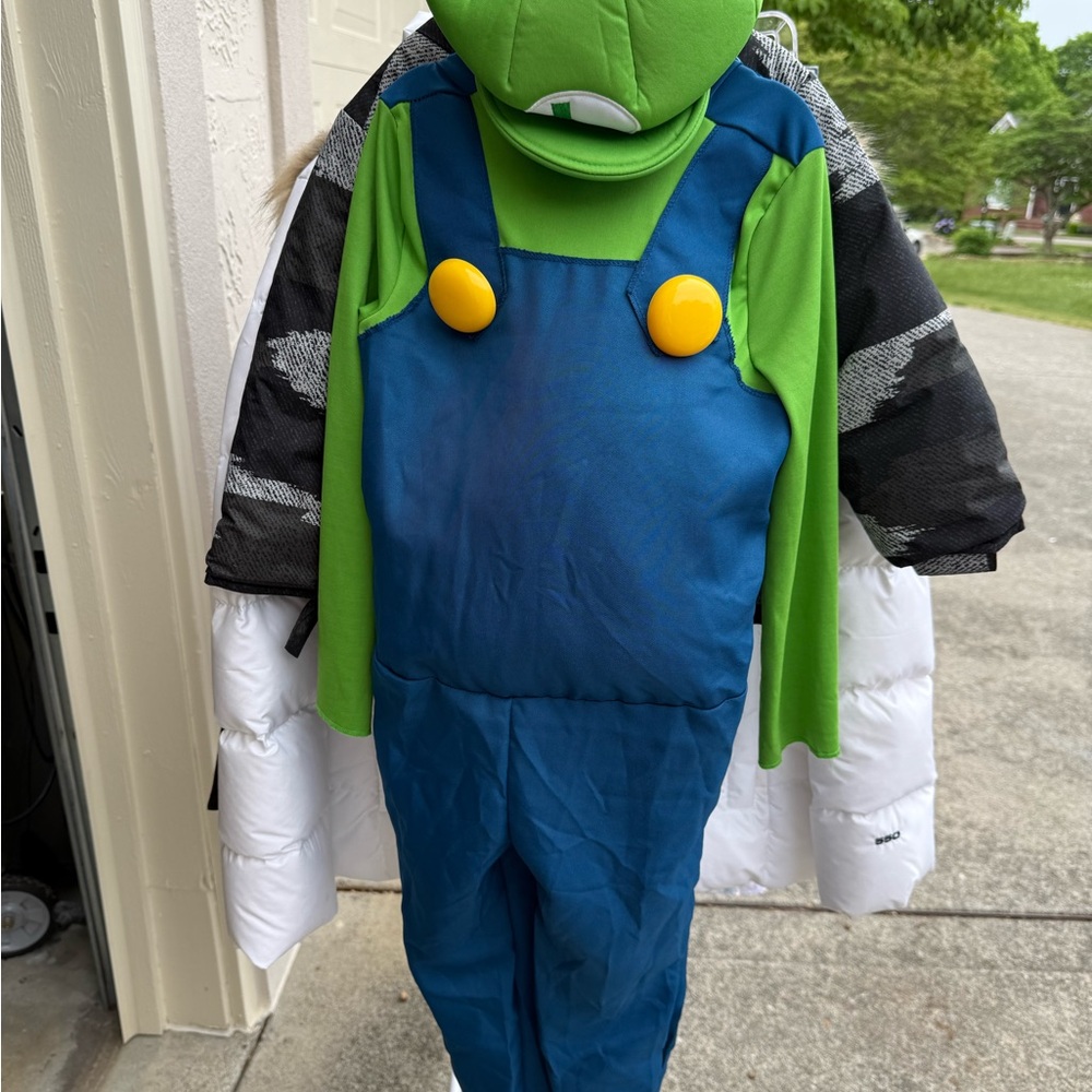 Kids Green & Blue Luigi-Style Overalls Costume